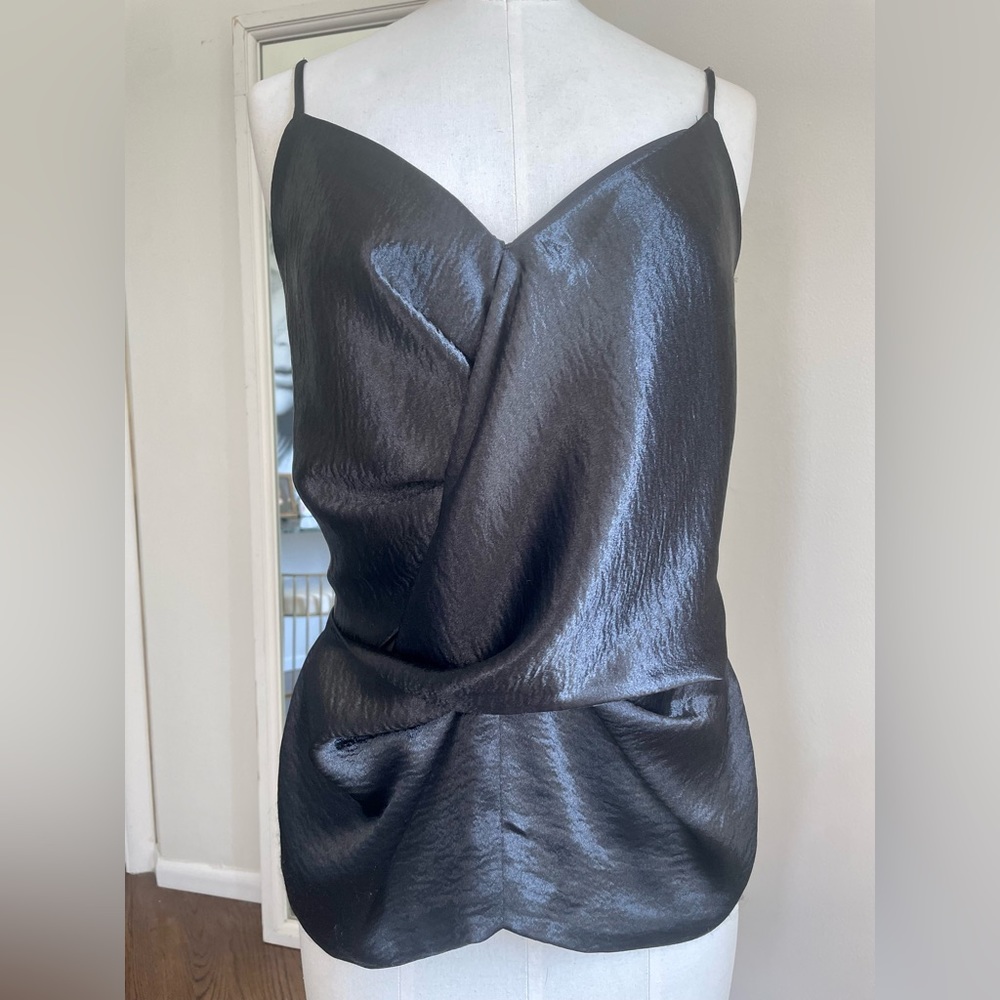 Black satiny black dressy top
